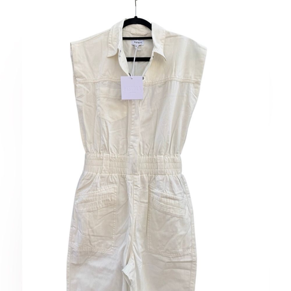 NWT PISTOLA x Revolve Women's Rosie Cotton Jumpsuit in Porcelain White Size XS - Picture 9 of 12